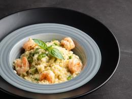 Ризотто со спаржей и креветками