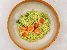 Ризотто с песто и морскими гребешками