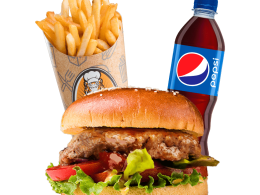 Чикен бургер комбо (Pepsi/Mirinda/7UP на выбор, бургер, фри)