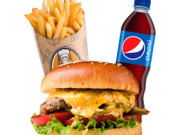 Чикен чизбургер комбо (Pepsi/Mirinda/7UP на выбор, бургер, фри)